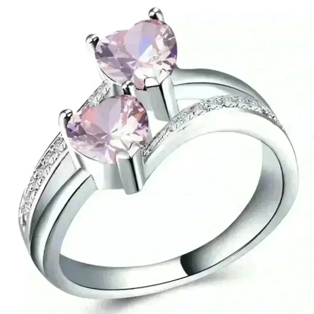 💥925 Silver Plated Pink Heart Cut Emerald Exquisite Ring, GPMB1528